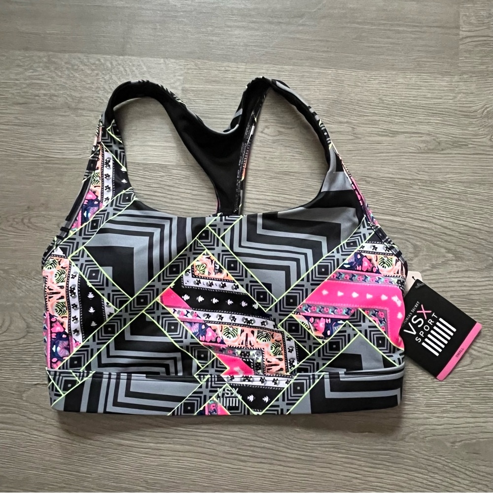 NWT Multicolored Medium Support Victoria’s Secret Sports Bra Size S
